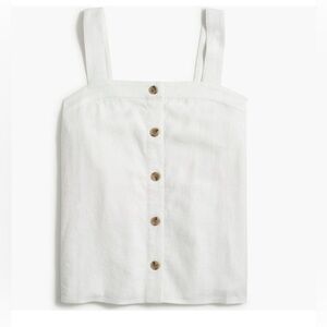 JCrew White Button-Front Crop Top Linen. NWT SIZE L Layering cottagecore